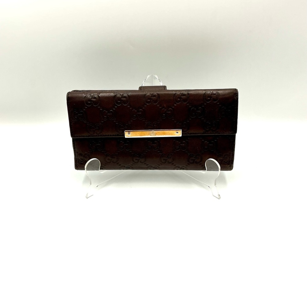 Gucci Guccissimo Dark Brown Margaux Calfskin Continental Wallet #547